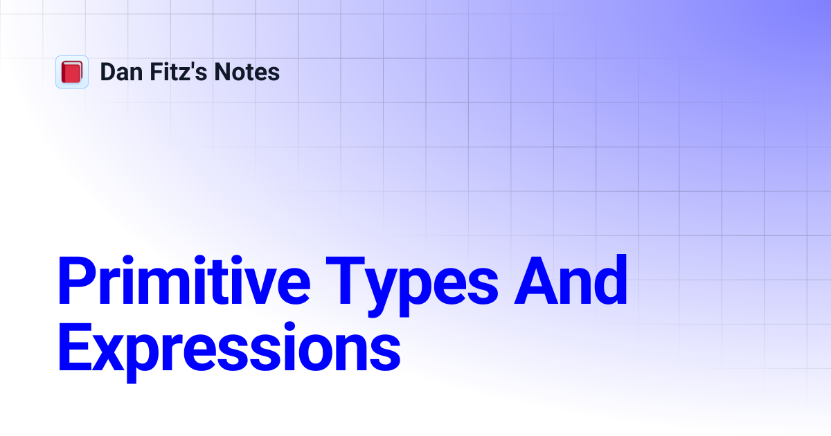 Primitive Types And Expressions | Dan Fitz's Notes
