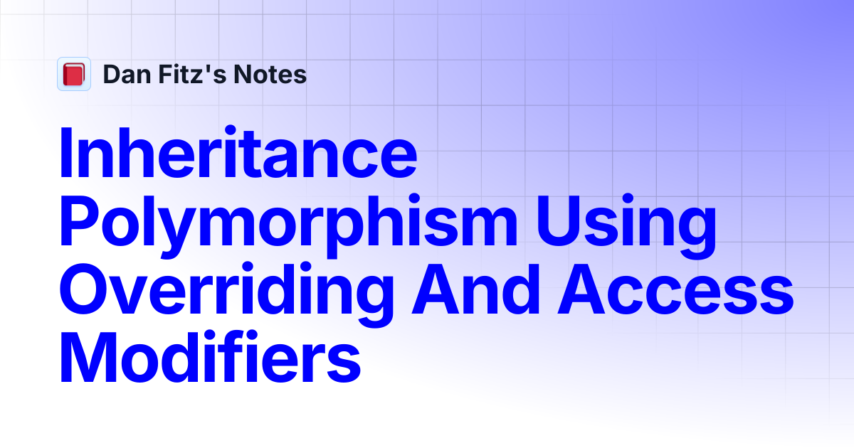 Inheritance Polymorphism Using Overriding And Access Modifiers | Dan ...